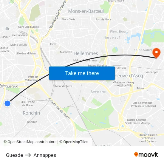 Guesde to Annappes map
