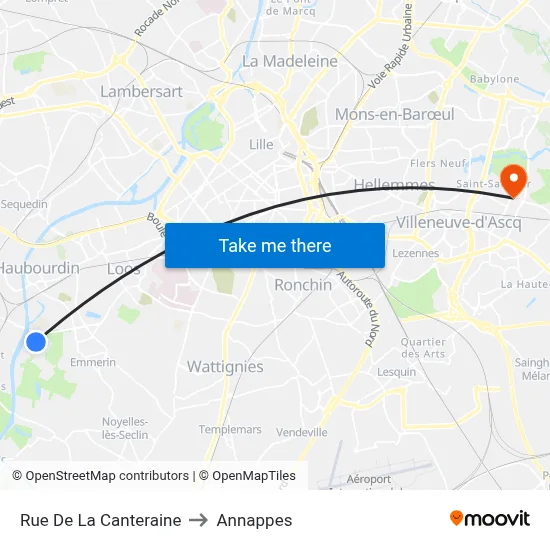 Rue De La Canteraine to Annappes map