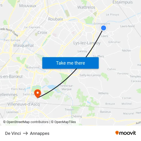 De Vinci to Annappes map