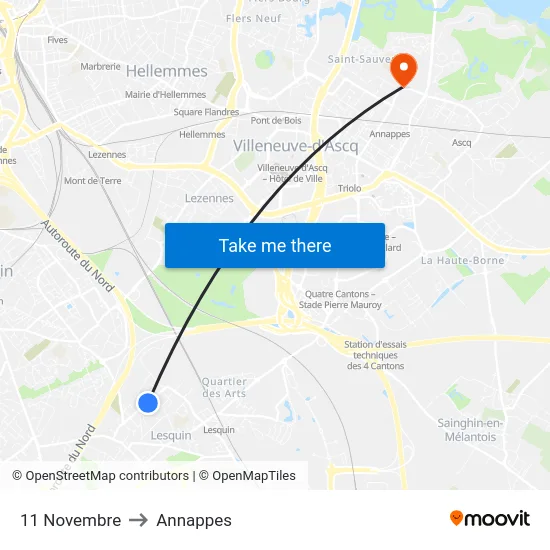 11 Novembre to Annappes map