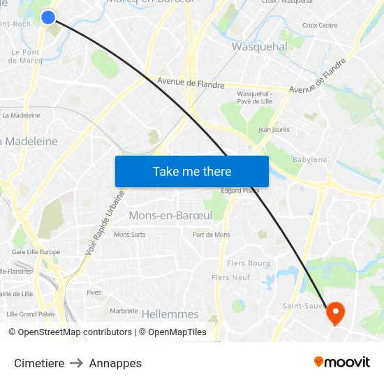 Cimetiere to Annappes map