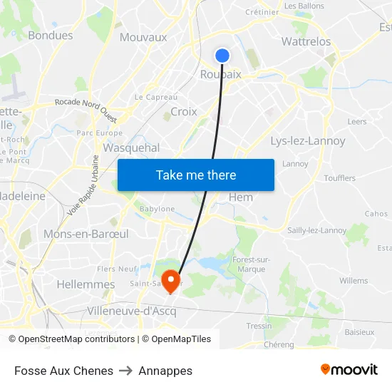 Fosse Aux Chenes to Annappes map