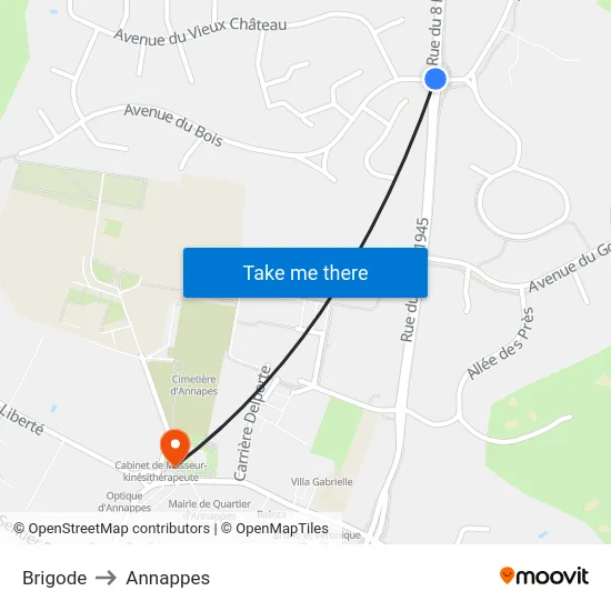 Brigode to Annappes map