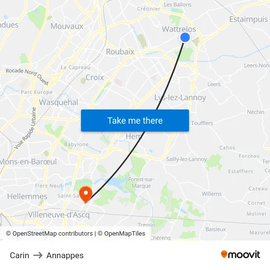 Carin to Annappes map