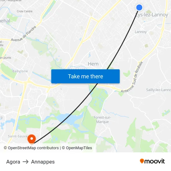 Agora to Annappes map