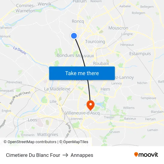 Cimetiere Du Blanc Four to Annappes map