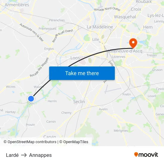 Lardé to Annappes map