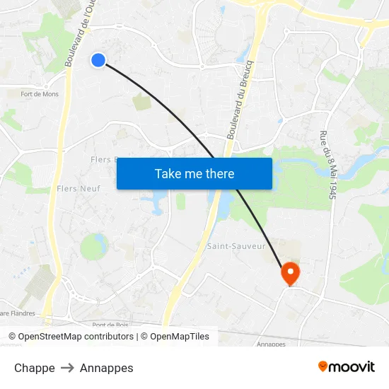 Chappe to Annappes map