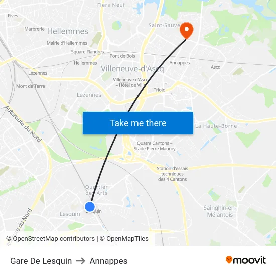 Gare De Lesquin to Annappes map