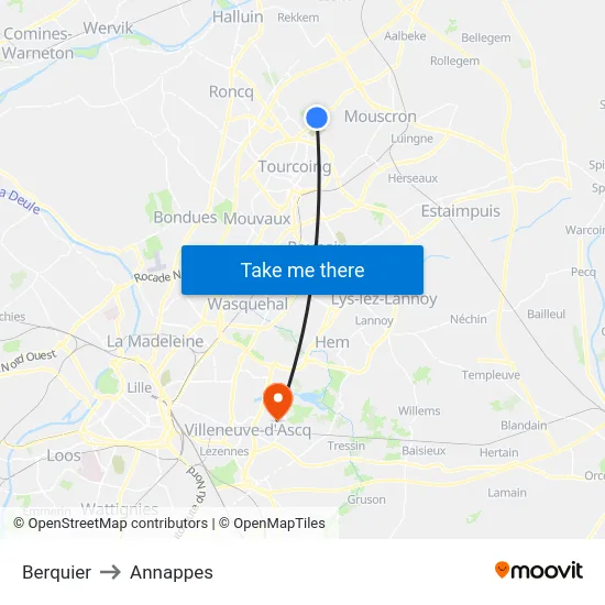 Berquier to Annappes map