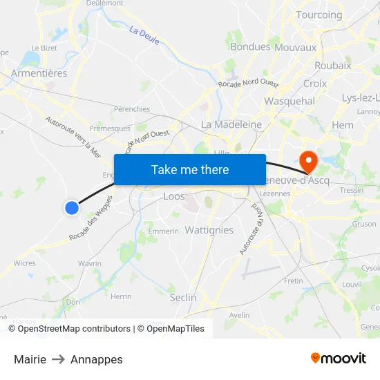 Mairie to Annappes map