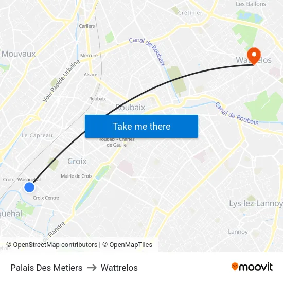 Palais Des Metiers to Wattrelos map
