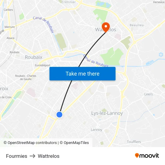 Fourmies to Wattrelos map