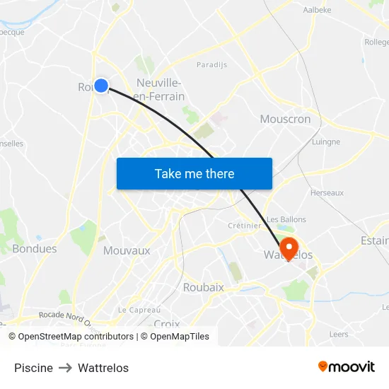 Piscine to Wattrelos map