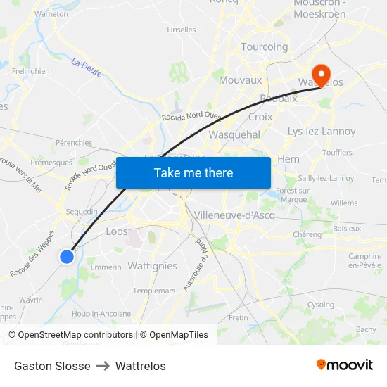 Gaston Slosse to Wattrelos map
