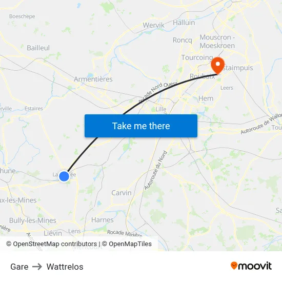 Gare to Wattrelos map