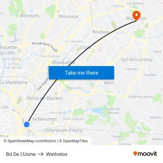 Bd De L'Usine to Wattrelos map
