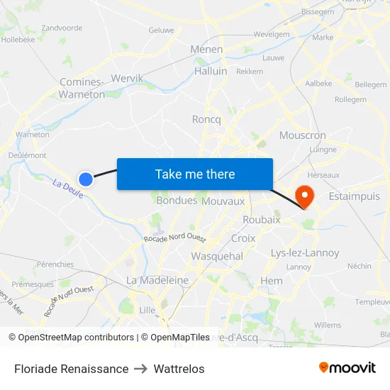 Floriade Renaissance to Wattrelos map