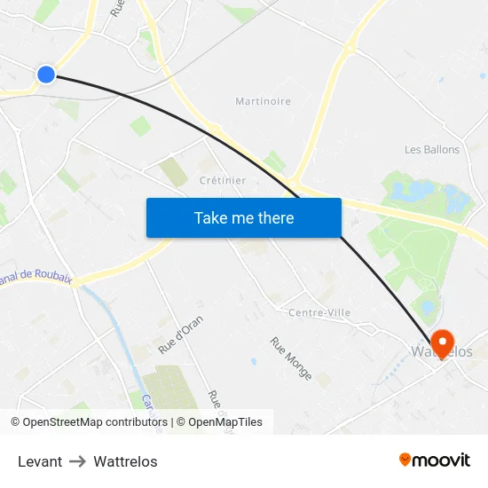 Levant to Wattrelos map