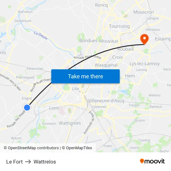 Le Fort to Wattrelos map