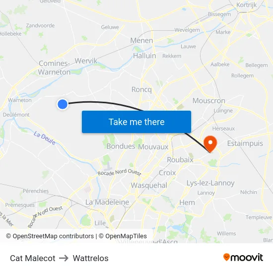 Cat Malecot to Wattrelos map