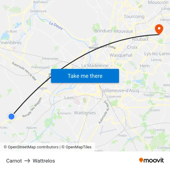 Carnot to Wattrelos map