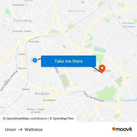 Union to Wattrelos map