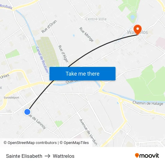 Sainte Elisabeth to Wattrelos map