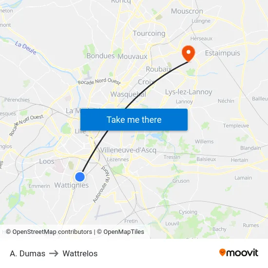 A. Dumas to Wattrelos map