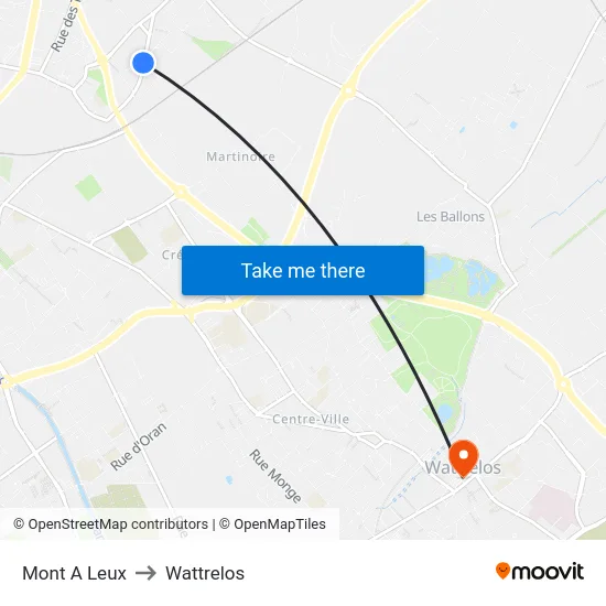 Mont A Leux to Wattrelos map