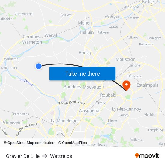 Gravier De Lille to Wattrelos map