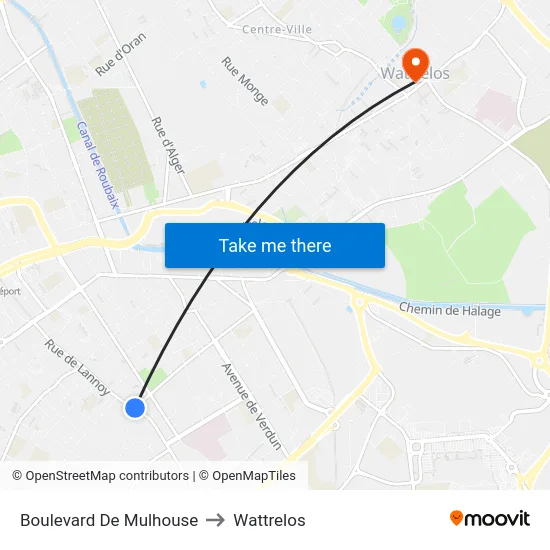 Boulevard De Mulhouse to Wattrelos map