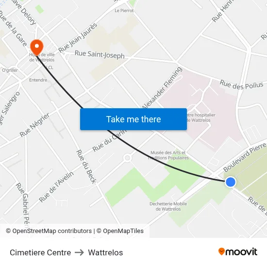 Cimetiere Centre to Wattrelos map