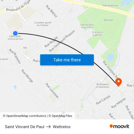 Saint Vincent De Paul to Wattrelos map