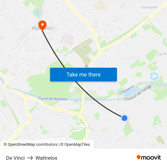 De Vinci to Wattrelos map