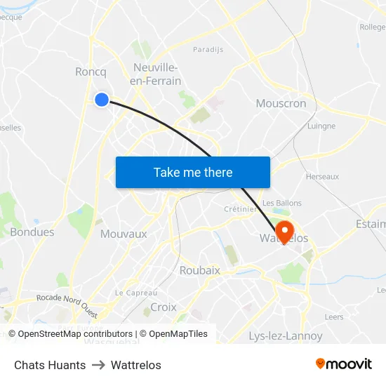 Chats Huants to Wattrelos map