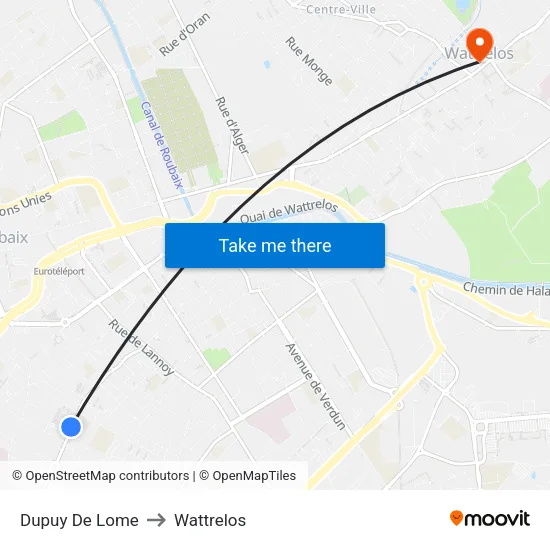 Dupuy De Lome to Wattrelos map