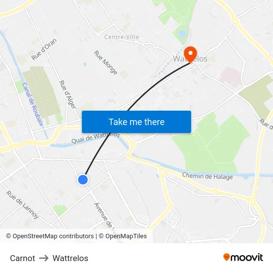 Carnot to Wattrelos map