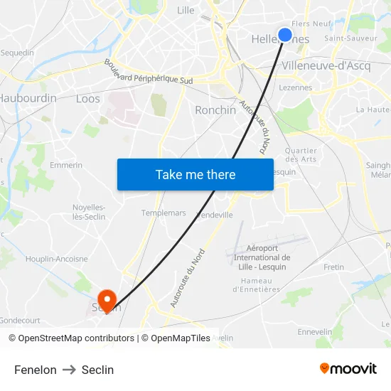 Fenelon to Seclin map