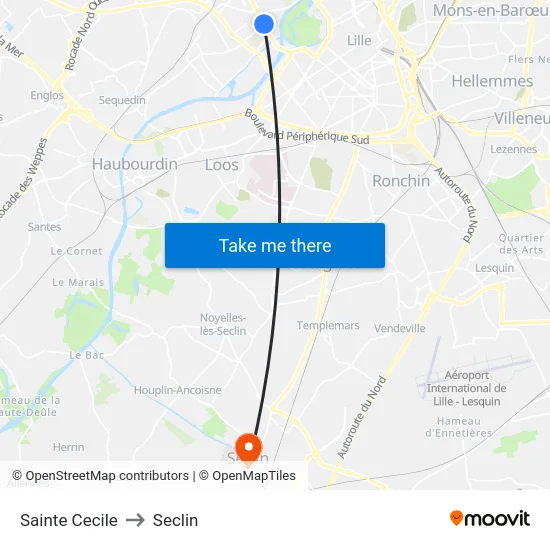 Sainte Cecile to Seclin map