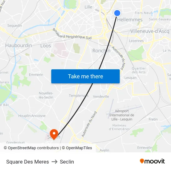 Square Des Meres to Seclin map