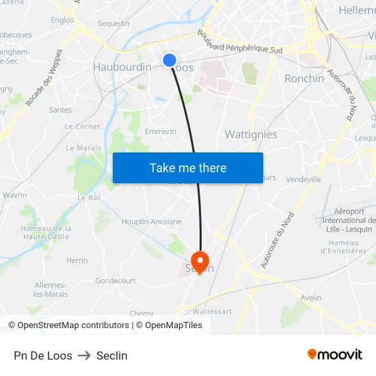 Pn De Loos to Seclin map