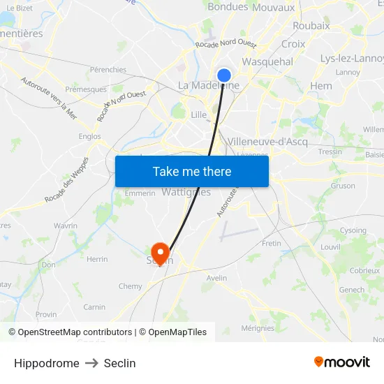 Hippodrome to Seclin map