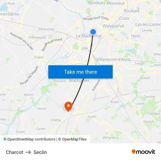 Charcot to Seclin map