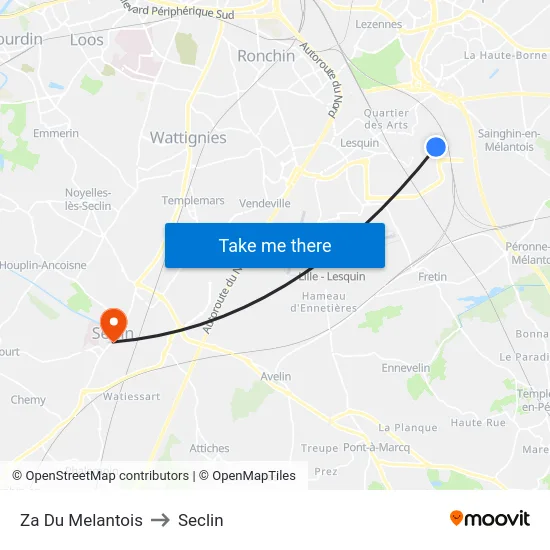 Za Du Melantois to Seclin map