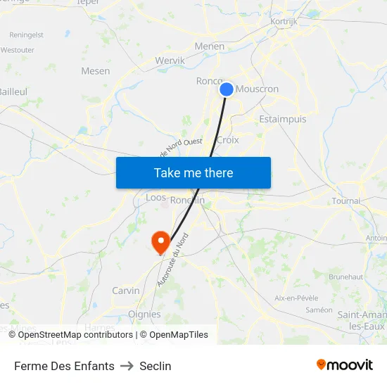 Ferme Des Enfants to Seclin map
