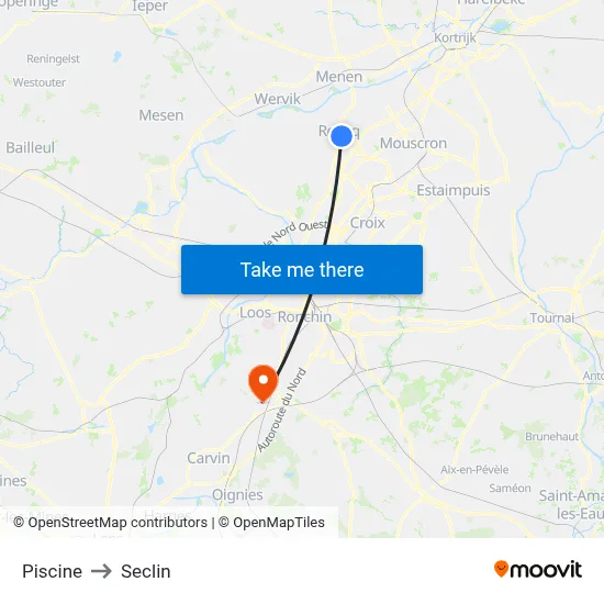 Piscine to Seclin map