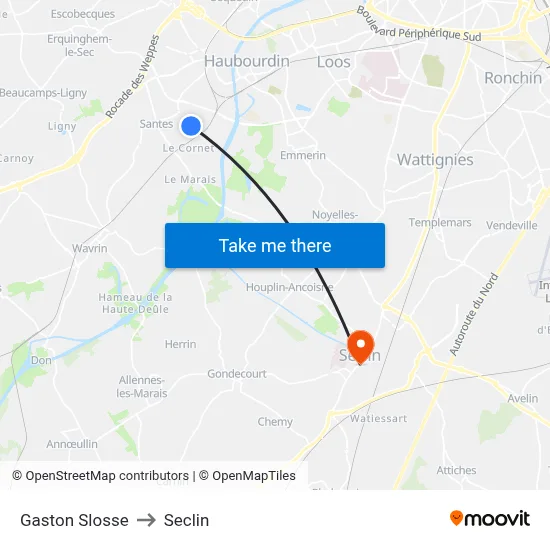 Gaston Slosse to Seclin map