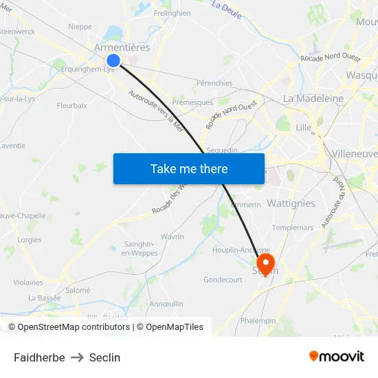 Faidherbe to Seclin map