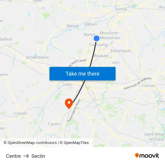 Centre to Seclin map